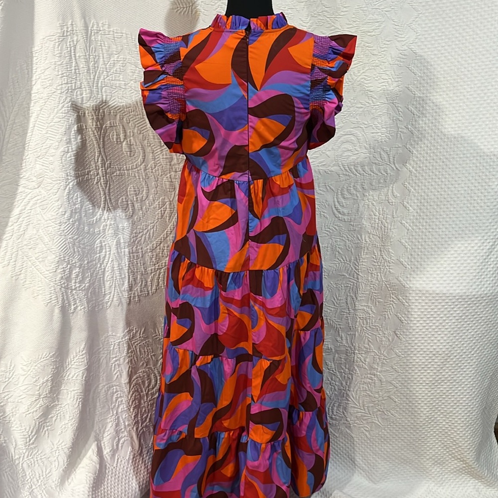 Peach Love multicolored tiered maxi‎ dress, size small - Picture 9 of 14